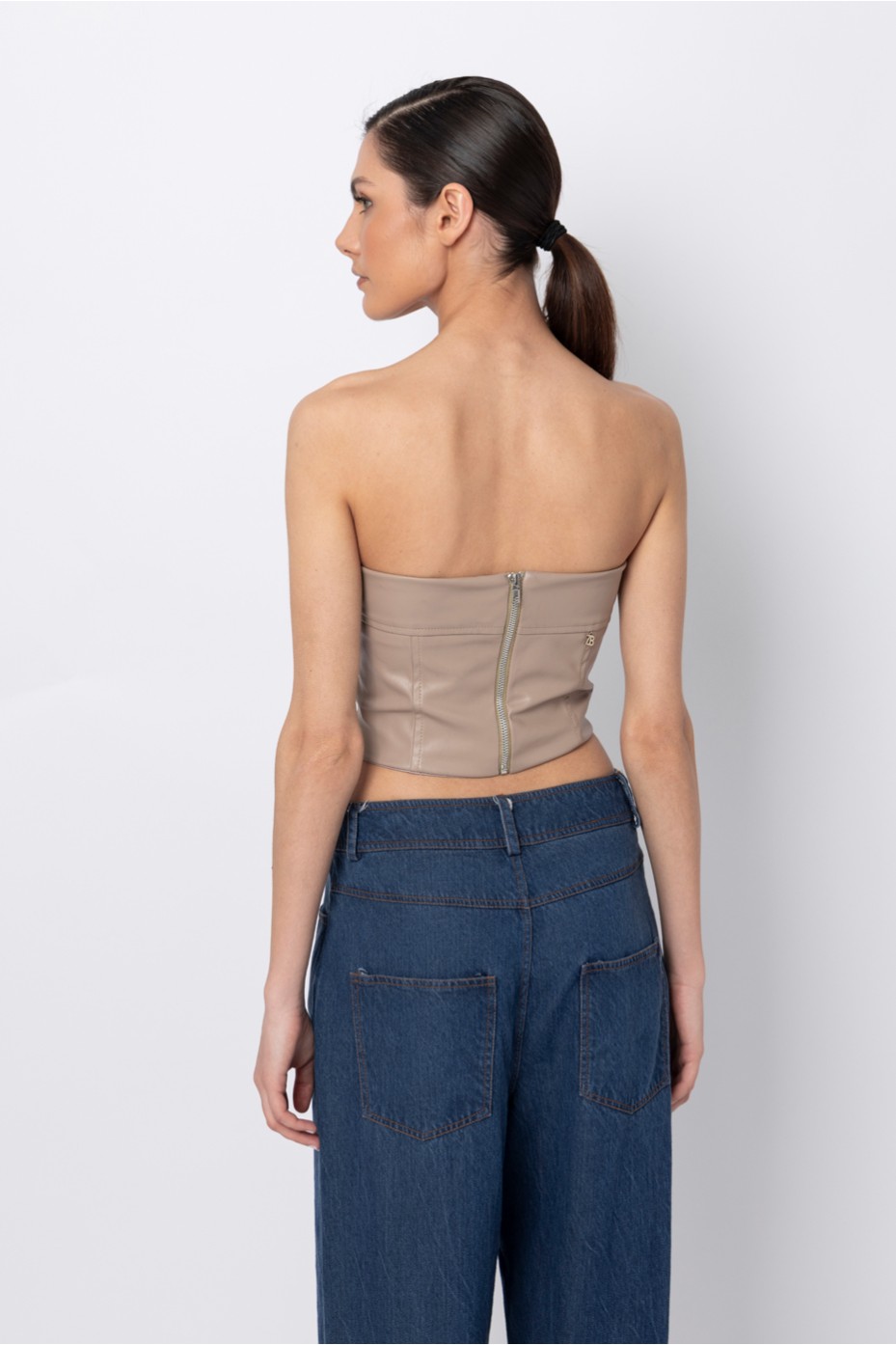 ΜΠΛΟΥΖΑ STRAPLESS ΔΕΡΜΑΤΙΝΗ ZOE BLACK
