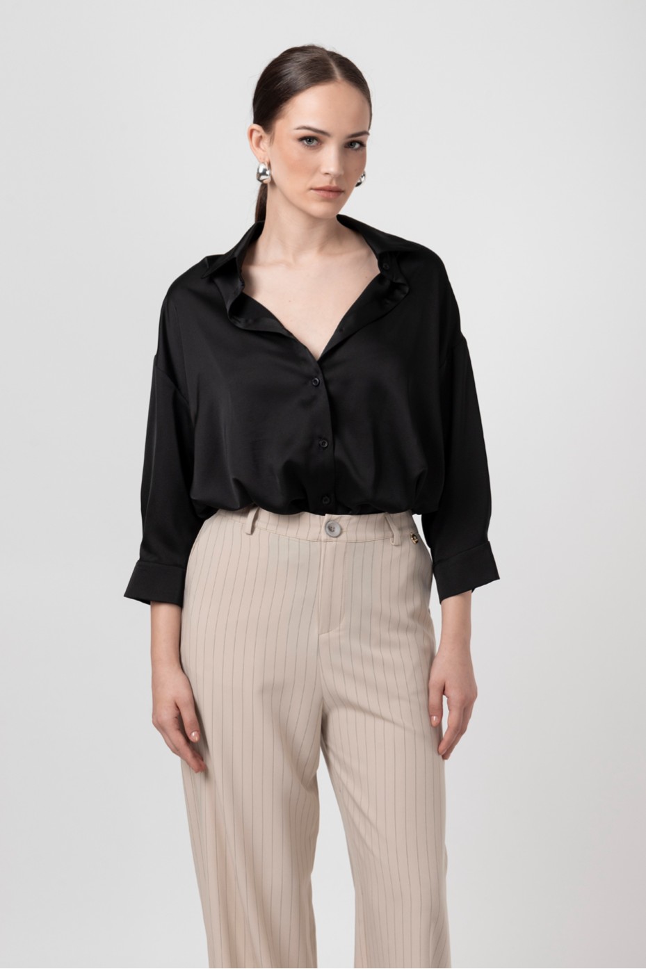 ΠΟΥΚΑΜΙΣΟ ΣΑΤΕΝ OVERSIZED ZOE BLACK