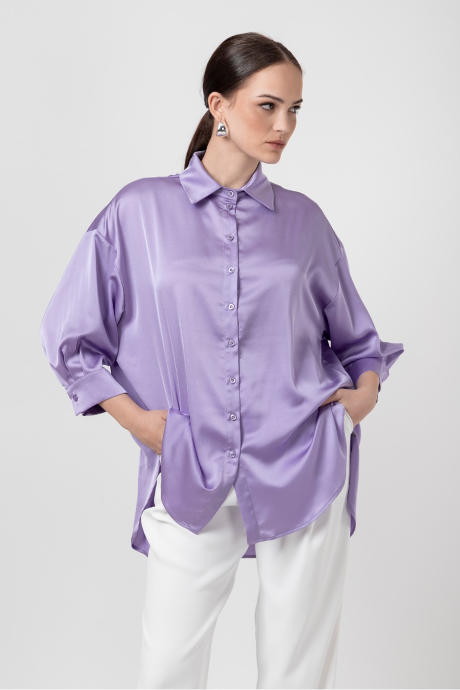 ΠΟΥΚΑΜΙΣΟ ΣΑΤΕΝ OVERSIZED ZOE BLACK