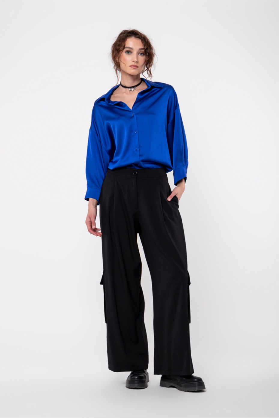 ΠΟΥΚΑΜΙΣΟ ΣΑΤΕΝ OVERSIZED ZOE BLACK