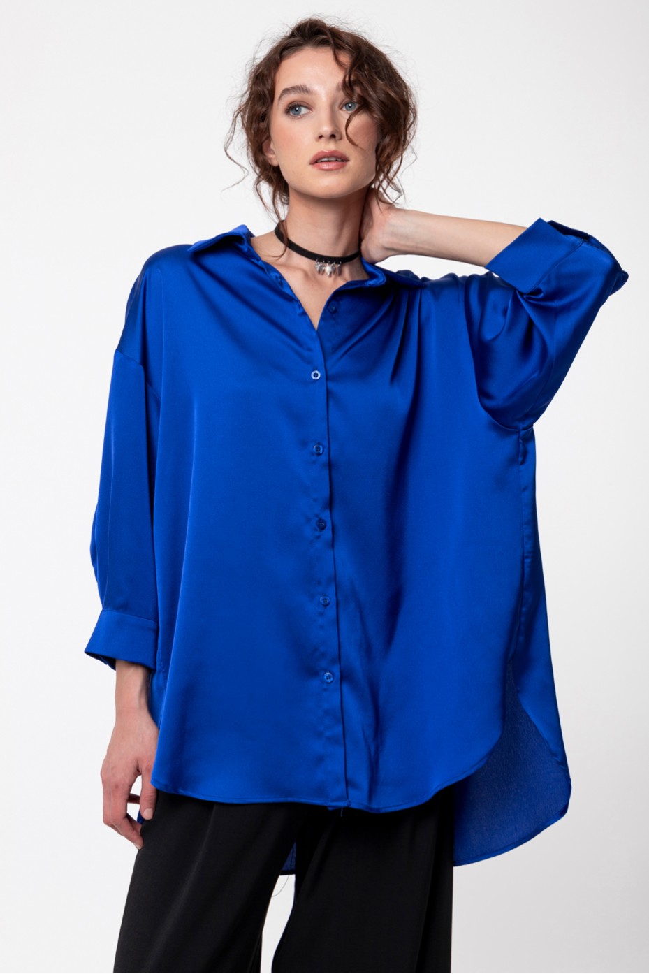 ΠΟΥΚΑΜΙΣΟ ΣΑΤΕΝ OVERSIZED ZOE BLACK